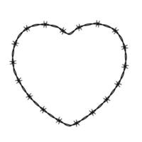 Heart Shaped conclusion symbol, sign. Barbed wire vector