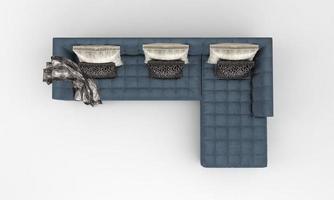 sofá vista superior muebles representación 3d