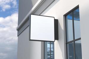 Wall Mount Sign facade Board Mockup photo