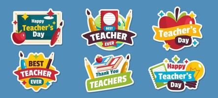 Happy Teachers Day Sticker Set vector