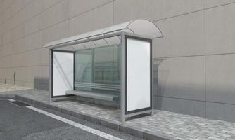 Bus Stop Bus Shelter Mockup 3D Illustration photo