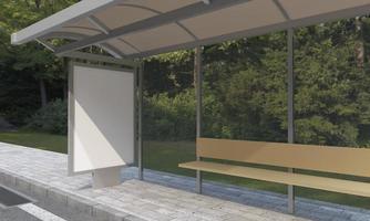 Bus Stop Bus Shelter Mockup 3D Illustration photo