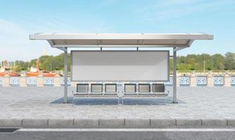 Bus Stop Bus Shelter Mockup 3D Illustration photo