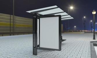 Bus Stop Bus Shelter Mockup 3D Illustration photo