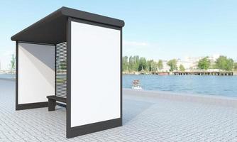 Bus Stop Bus Shelter Mockup 3D Illustration photo