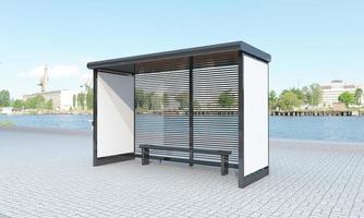 Bus Stop Bus Shelter Mockup 3D Illustration photo