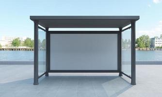 Bus Stop Bus Shelter Mockup 3D Illustration photo