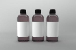 Plantilla de maqueta de botellas renderizadas 3d foto