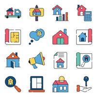 Pack of Estate and Property Flat Icons vector