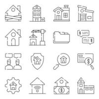 paquete de iconos lineales inmobiliarios vector