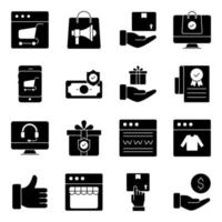 Pack of Shopping and Buying solid Icons vector