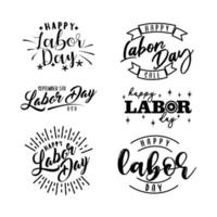 Set vector graphic of Labor day lettering.