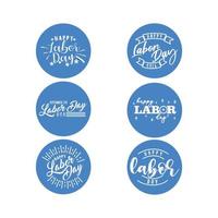 Set vector graphic of Labor day lettering. Vector in blue and white style.