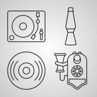 conjunto de iconos de diseño plano de línea delgada de retro vector