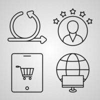 Set of Thin Line Flat Design Icons of Digital Economy vector