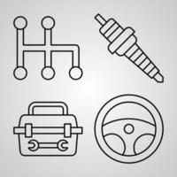 colección de símbolos de servicio de coche sobre fondo blanco iconos de contorno de servicio de coche vector