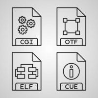 conjunto de iconos de formato de archivo ilustración vectorial aislado sobre fondo blanco vector