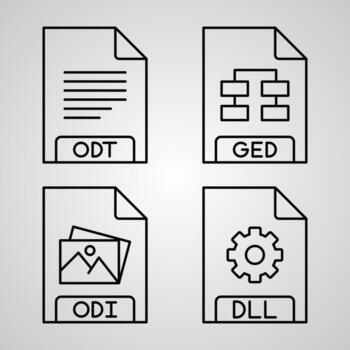 conjunto simple de iconos de línea de vector de formato de archivo
