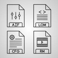 Set of Vector Line Icons of File Format