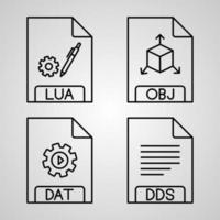 Simple Icon Set of File Format Related Line Icons vector