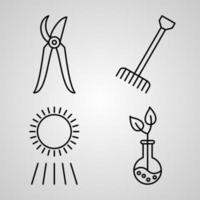 Greenhouse Line Icons Set Isolated On White Outline Symbols Greenhouse vector