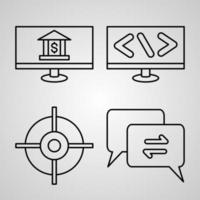 Set of Vector Line Icons of Digital Economy