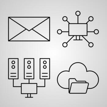 fondo de color blanco de colección de iconos de computación en la nube vector