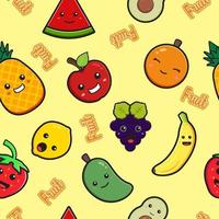 Cute fruit seamless pattern background cartoon illustration vector