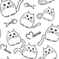 Pattern cats drawn by hand in the style of doodle vector