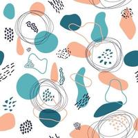 Seamless abstract doodle pattern of spots and lines. Suitable for a background on a website, wallpaper, banner, fabric or wrapping paper. vector