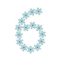 Number six of snowflakes. Festive font or decoration for New Year and Christmas vector