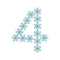 Number four of snowflakes. Festive font or decoration for New Year and Christmas vector