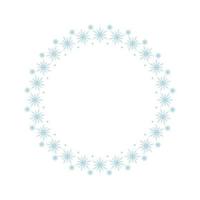 Round frame from snowflakes. Festive decoration for Christmas and New Year. Wreath with winter pattern. vector