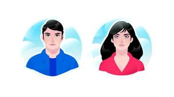 Illustration of a girl and a guy avatars vector