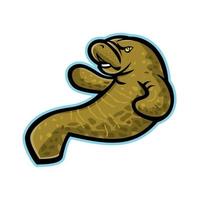 manatee side mascot retro isolated vector