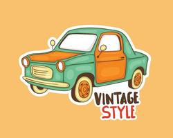 colorful hand drawn classic car sticker vector