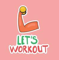 Colorful Hand drawn workout stickers collection vector