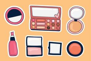 conjunto de coloridas herramientas de maquillaje dibujadas a mano vector