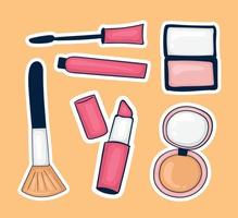 conjunto de coloridas herramientas de maquillaje dibujadas a mano vector