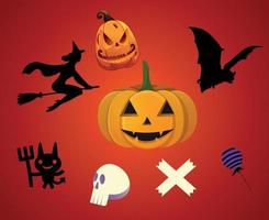 Abstract Design Halloween Day 31 October Objects Bat Candy illustration Pumpkin Vector