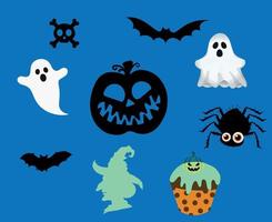 Objects Happy Halloween 31 October Background with Ghost Tomb Bat Pumpkin Orange and Spider Vector