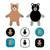 Flat Bear Animal Icon Collection vector