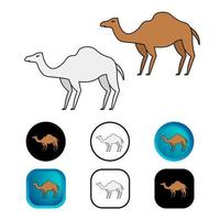 colección de iconos de animales de camello plano vector