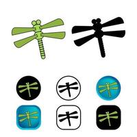 Flat Dragonfly Insect Icon Collection vector