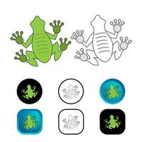 colección de iconos de animales de rana plana vector