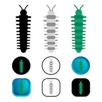 Flat Millipede Worm Animal Icon Collection vector