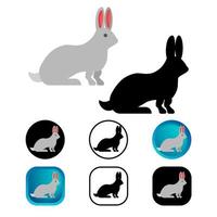 colección de iconos de animales de conejo plano vector