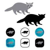 Flat Racoon Mammal Animal Icon Collection vector