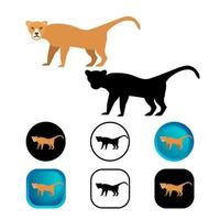 Flat Puma Animal Icon Collection vector