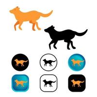 Flat Running Dog Icon Collection vector